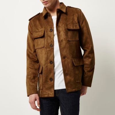 Brown faux suede jacket